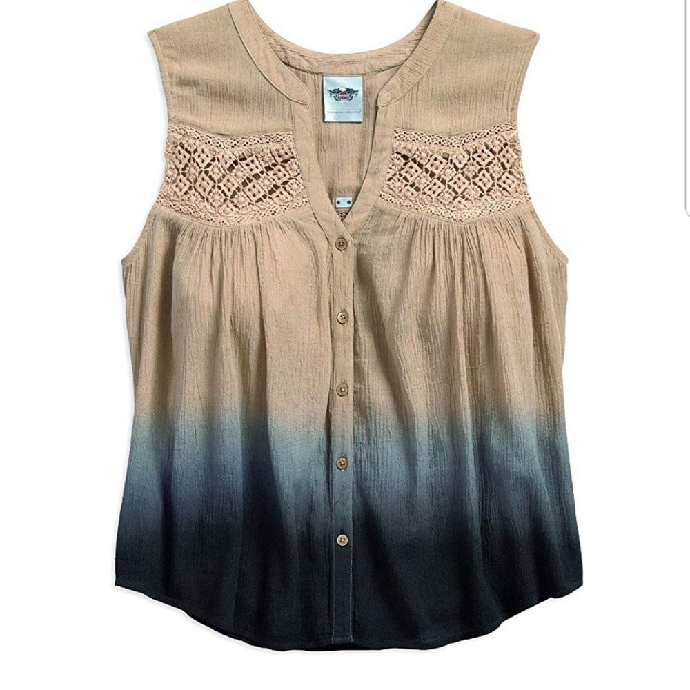 Harley Davidson Sleeveless Button Up